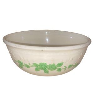 Vintage Oven Serve Made in the USA Ceramic Bowl Casserole Dish Green Floral